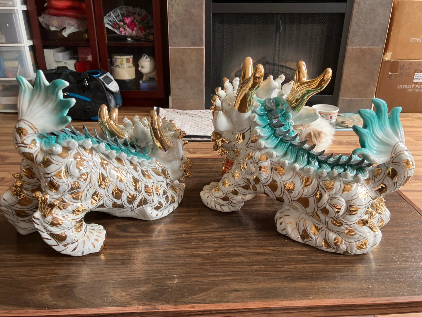 Pair of Ceramic Foo Dog Figurines - photo 4