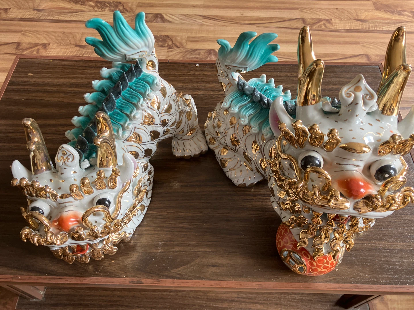 Pair of Ceramic Foo Dog Figurines - photo 5