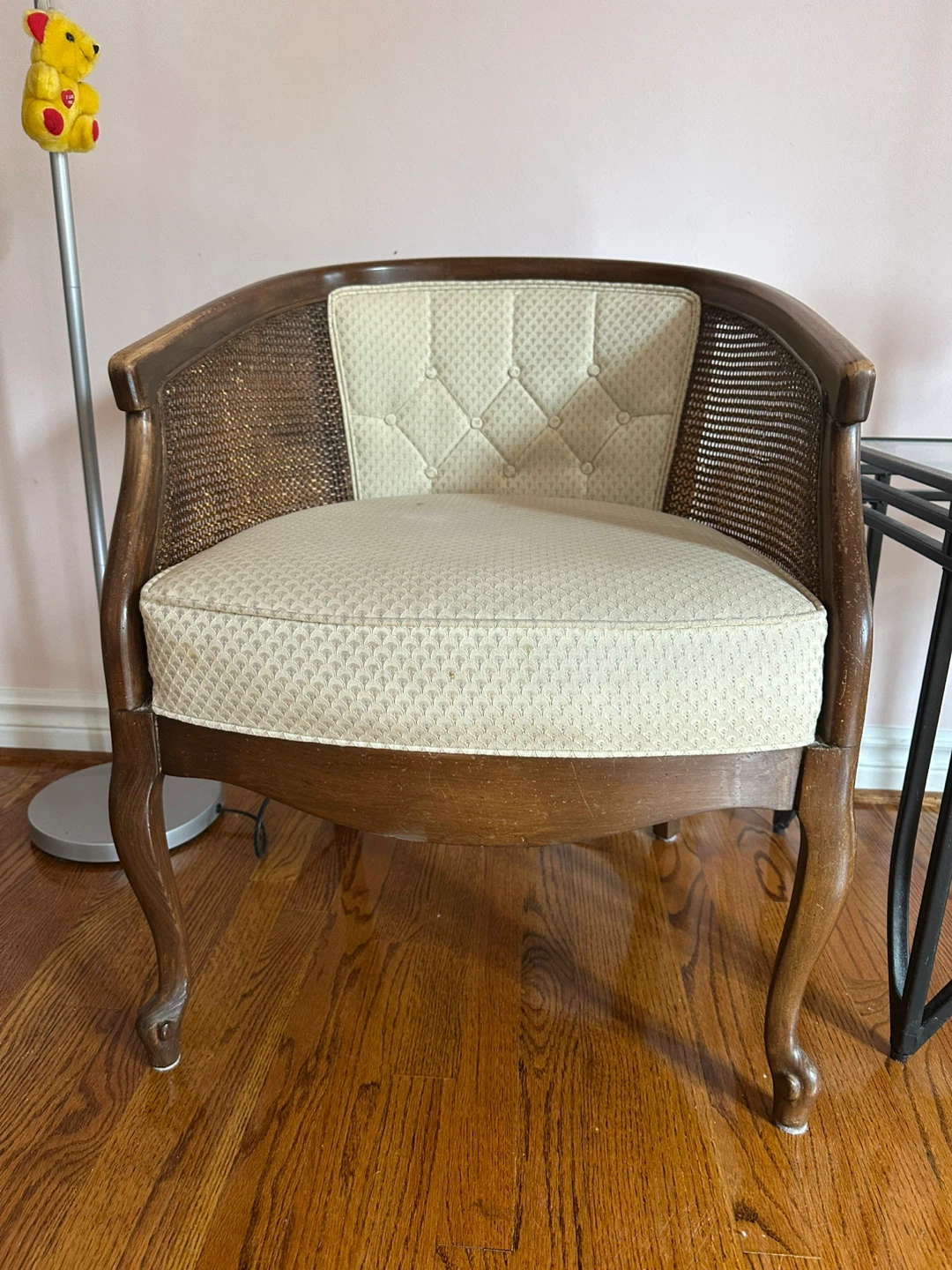 Barrel Accent Chair with Cane Back