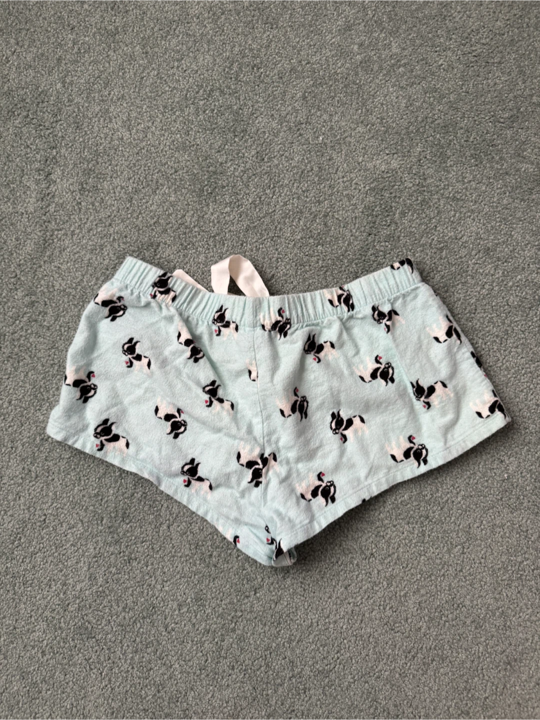 Light Blue Pajama Shorts with French Bulldog Print - S - photo 2
