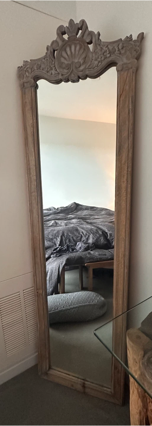 Ornate Carved Wood Full Length Mirror