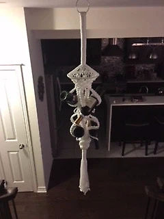 White Macrame Hanging Wine Rack