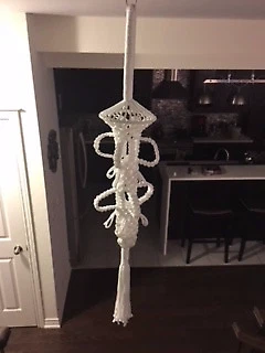 White Macrame Hanging Wine Rack - photo 2