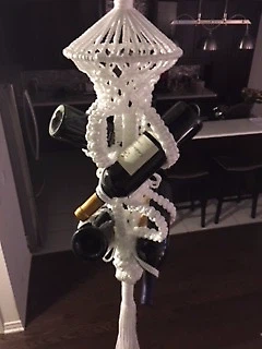 White Macrame Hanging Wine Rack - photo 4