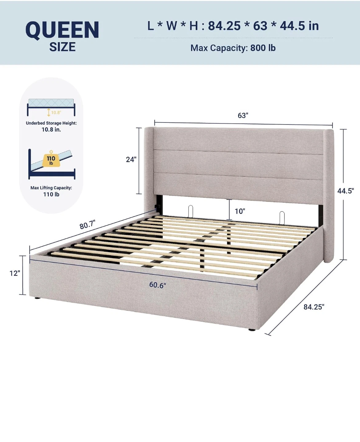 Queen Size Storage Bed Frame + mattress (Mattress Firm) - photo 3