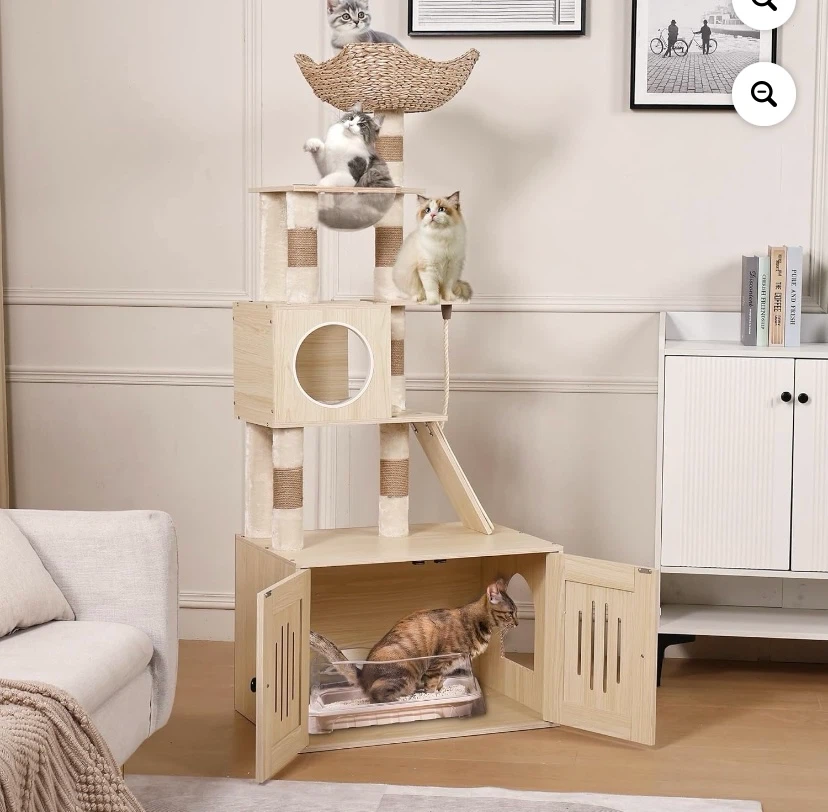 New Cat Litter Cabinet with Cat Tree - photo 2