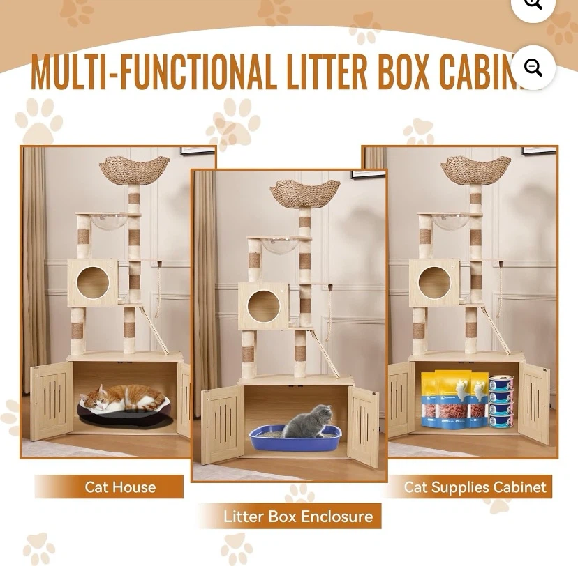 New Cat Litter Cabinet with Cat Tree - photo 4