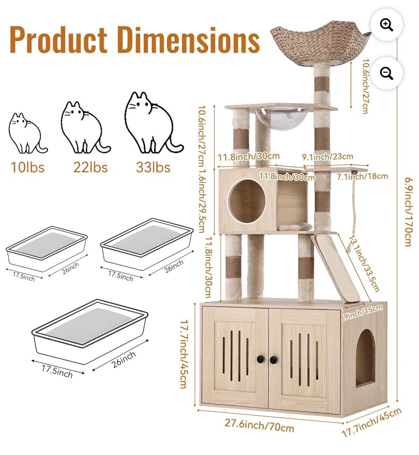 New Cat Litter Cabinet with Cat Tree - photo 5