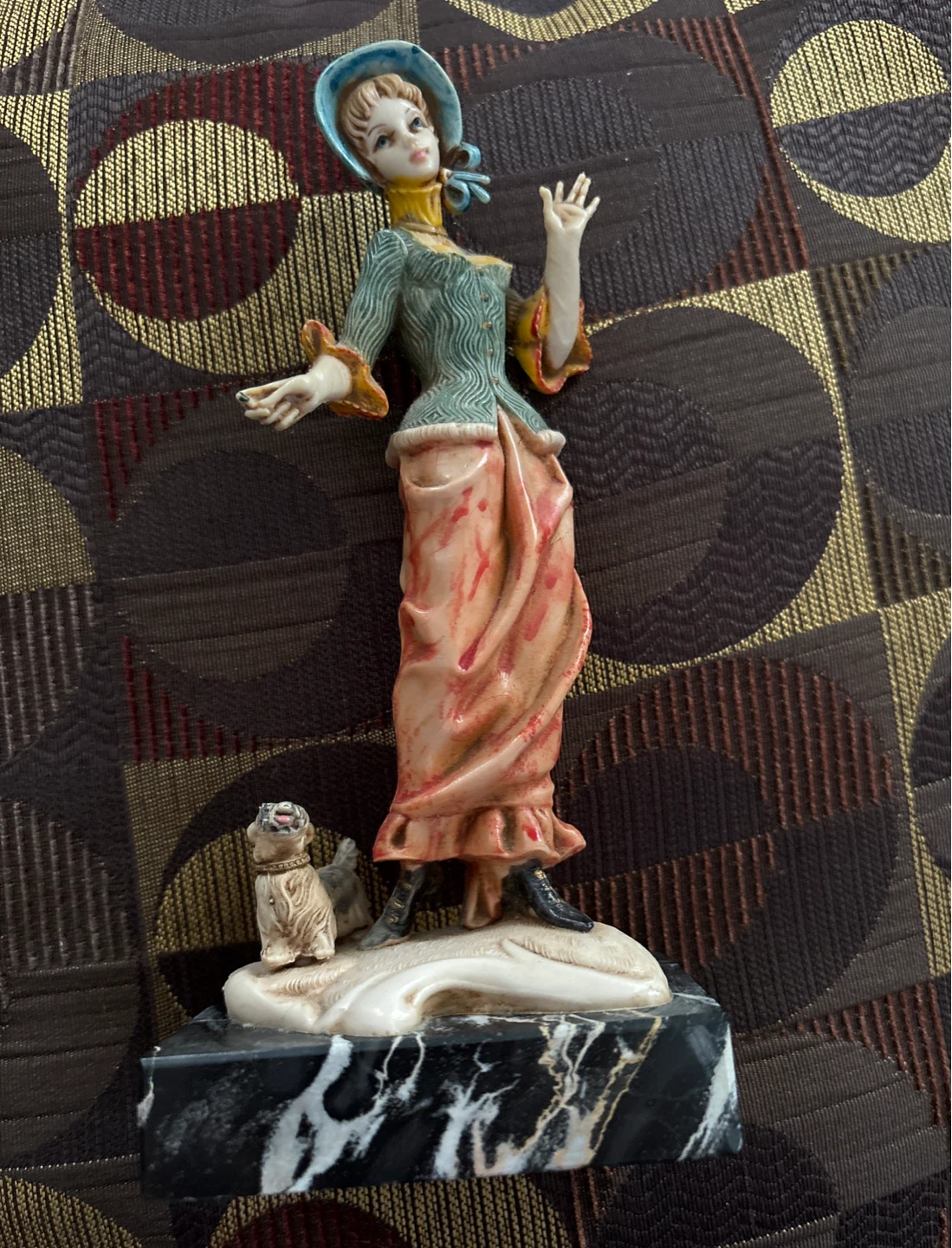 Vintage Italian Lady & Dog Figurine