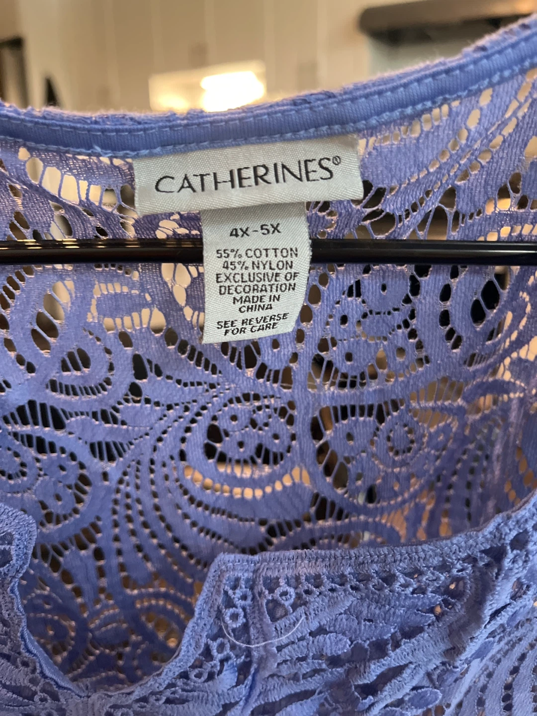 Catherines Lace V-Neck Top 4X-5X Blue - photo 2