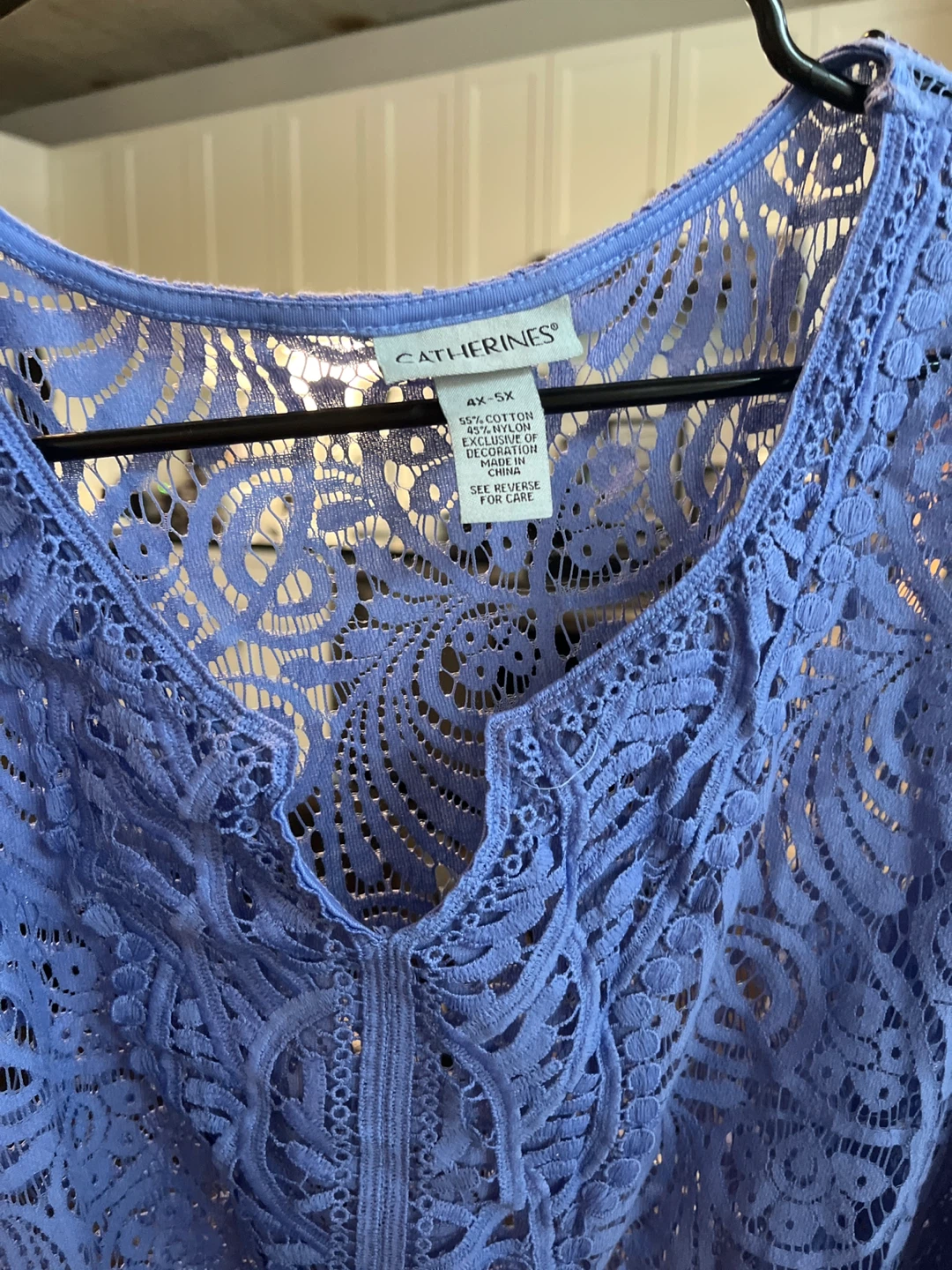Catherines Lace V-Neck Top 4X-5X Blue - photo 3