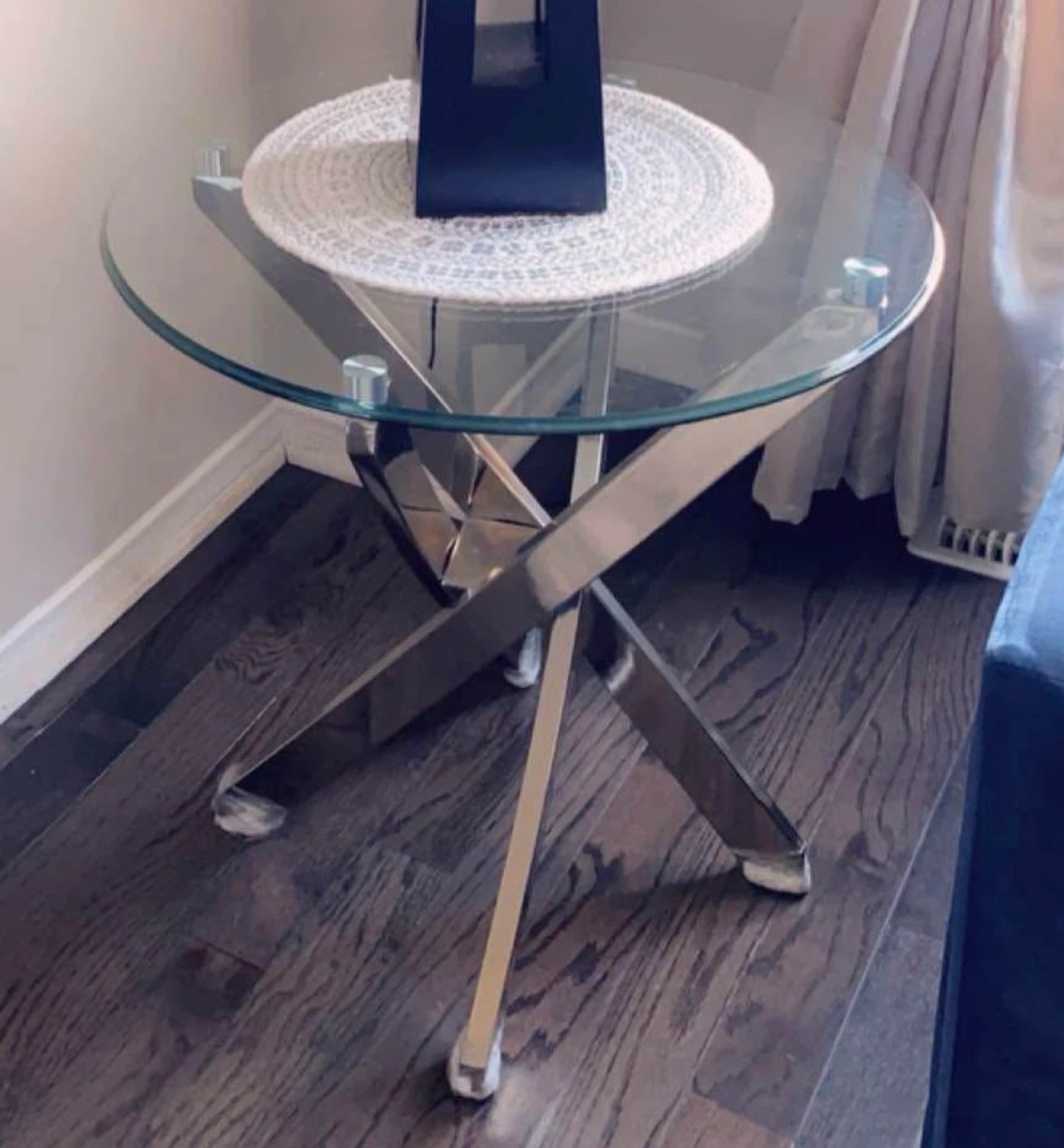 Glass Top Side Table with Metal Base - photo 2