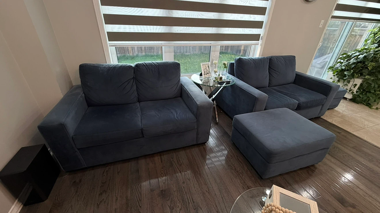Blue Velvet Armchairs and Loveseat Set - photo 2