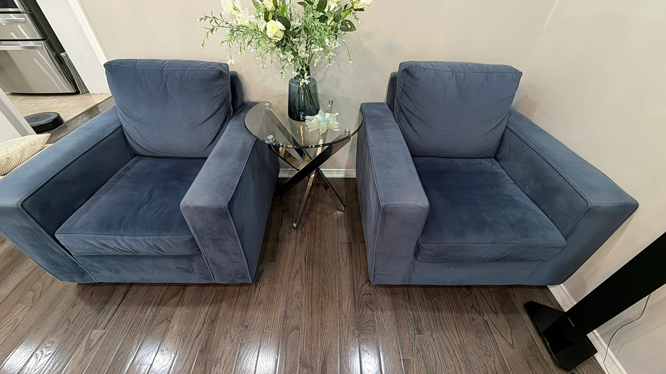 Blue Velvet Armchairs and Loveseat Set - photo 3