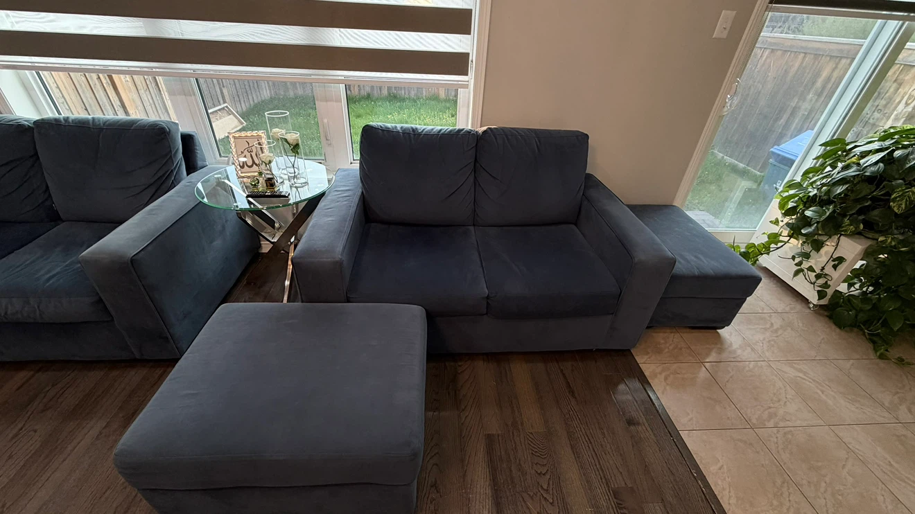 Blue Velvet Armchairs and Loveseat Set - photo 5