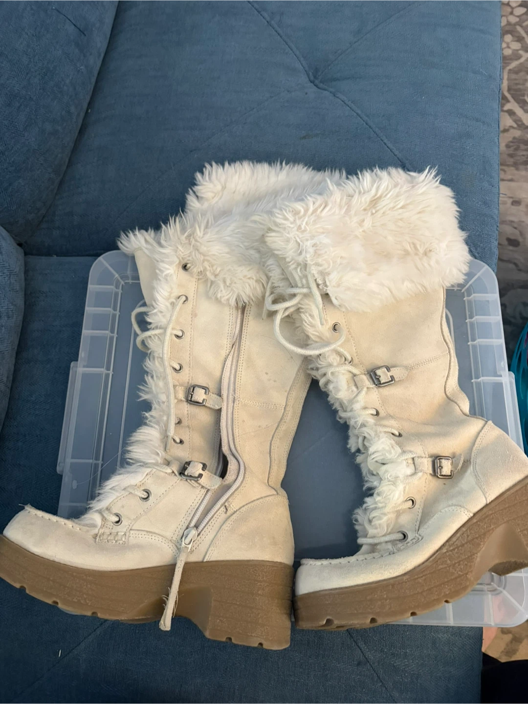 Aldo White Furry Winter Boots