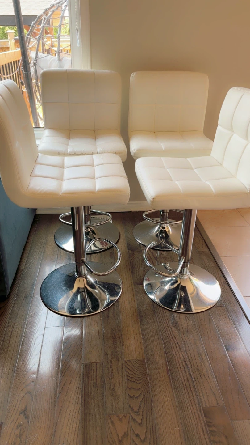 White Adjustable Bar Stools (Set of 4)