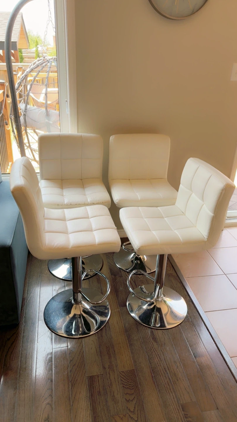White Adjustable Bar Stools (Set of 4) - photo 3