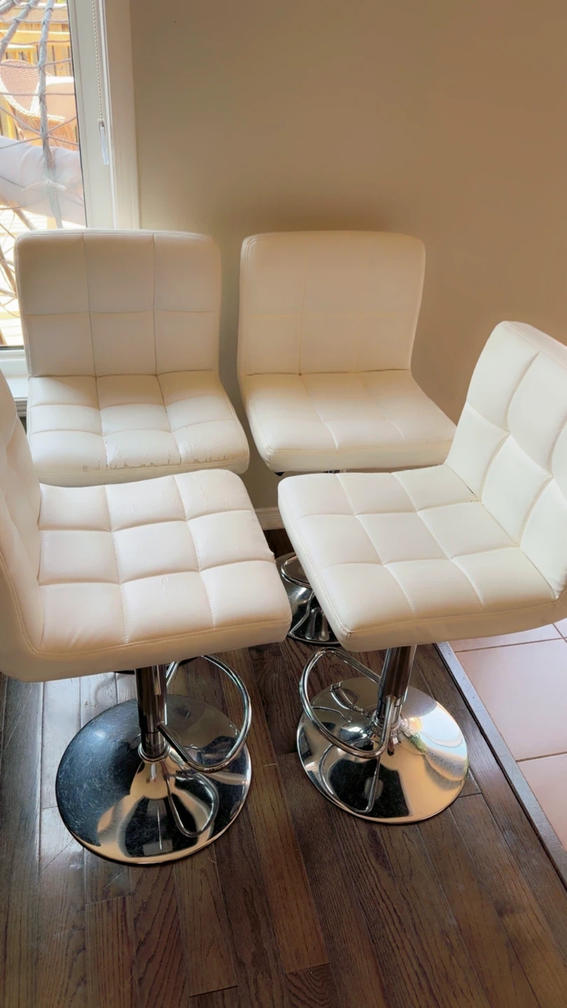 White Adjustable Bar Stools (Set of 4) - photo 5
