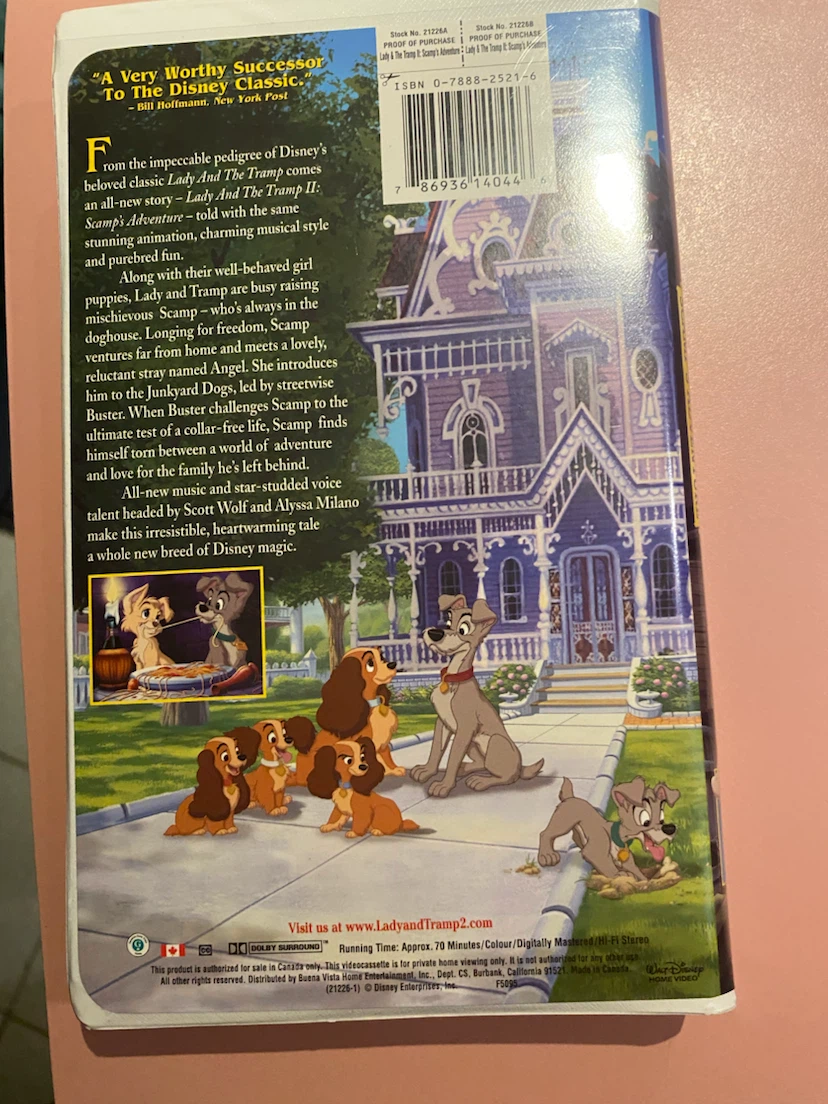 Lady and the Tramp II: Scamp's Adventure VHS - photo 2