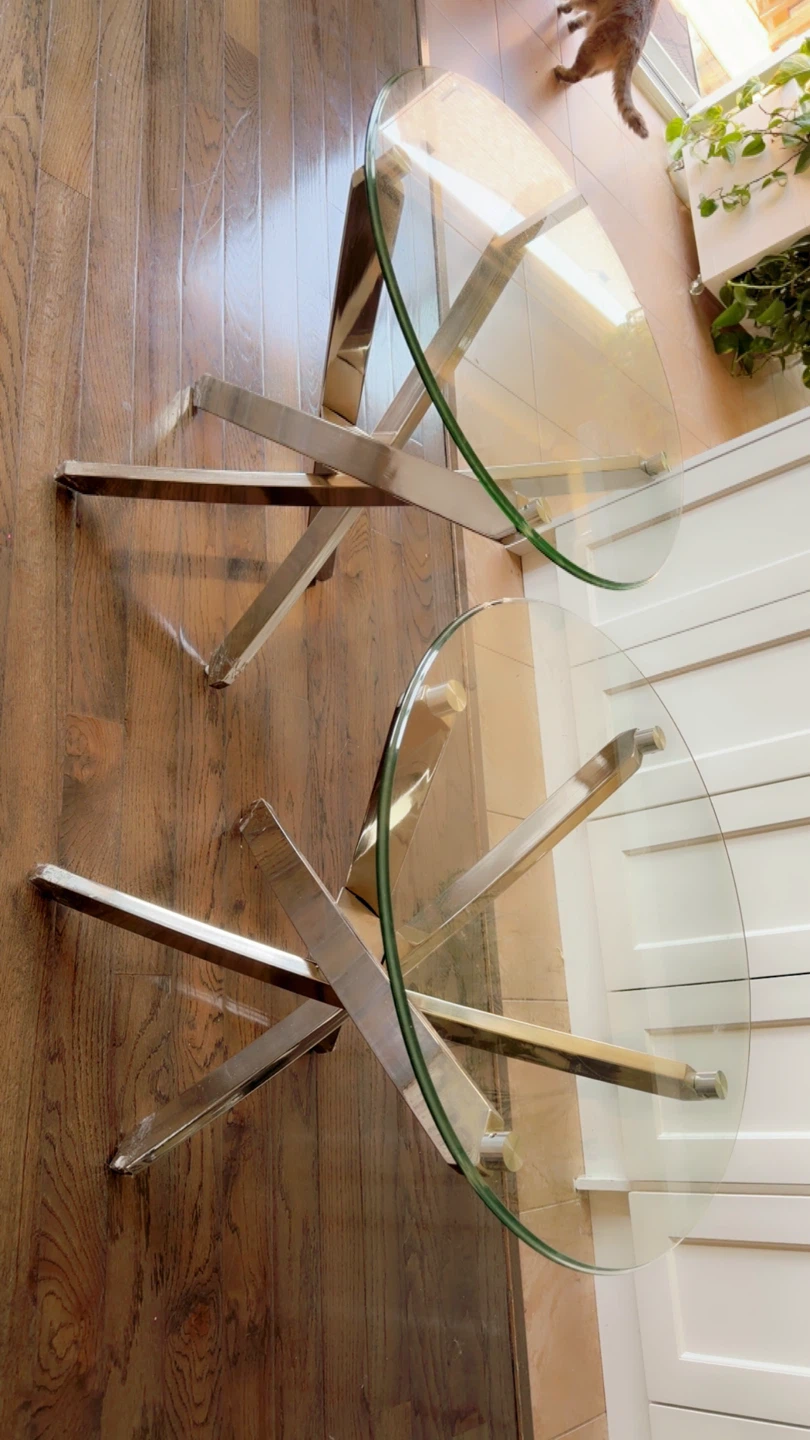 Pair of Glass Top Side Tables - photo 2