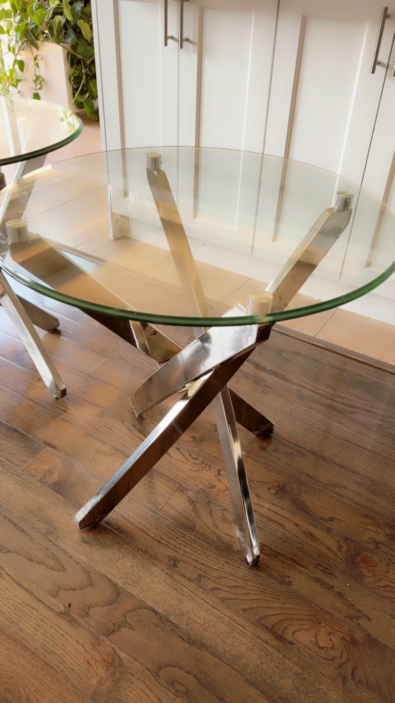 Pair of Glass Top Side Tables - photo 3