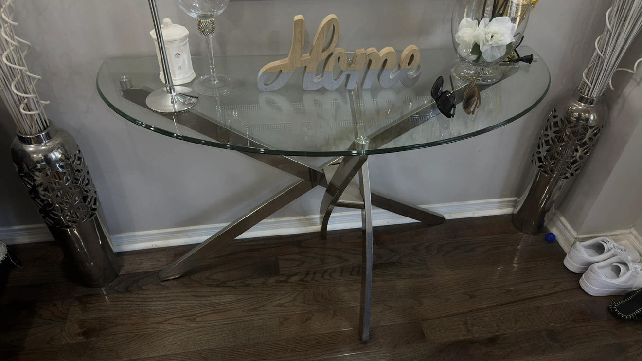 Glass Top Console Table with Metal Base - photo 2