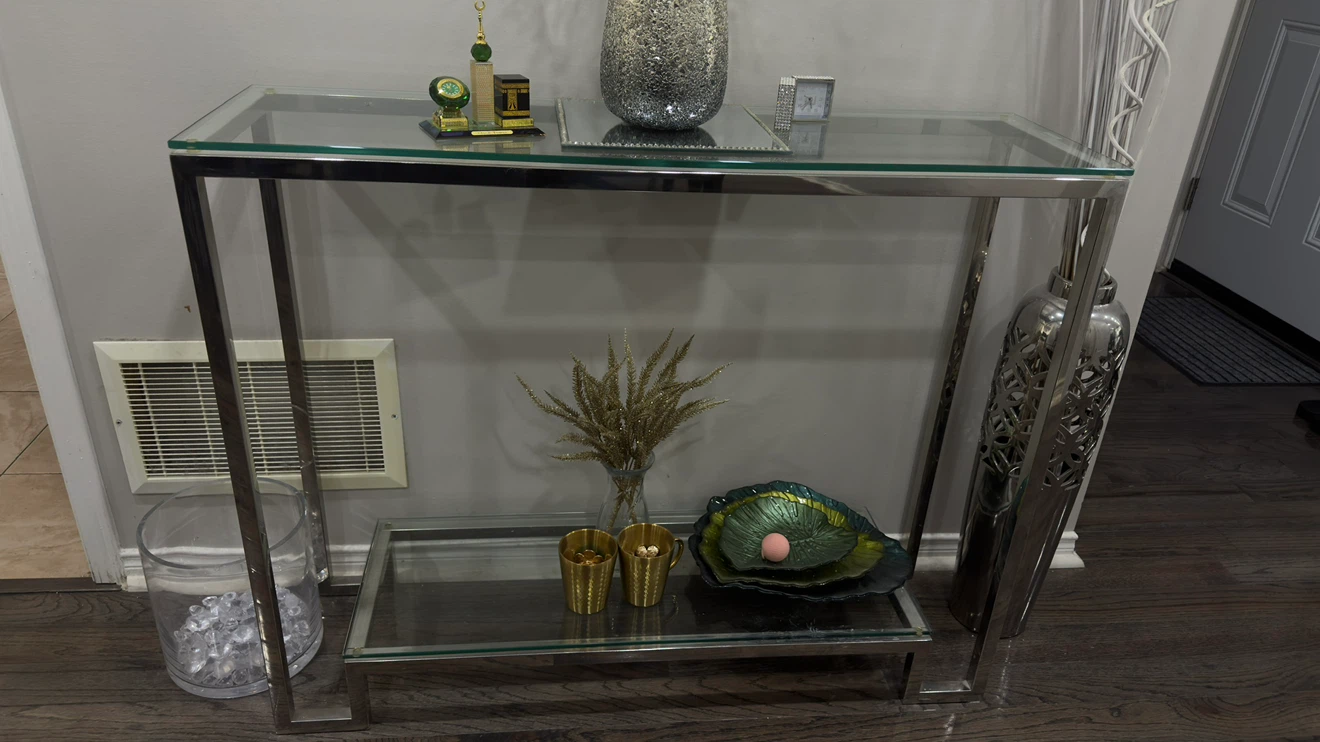 Glass Console Table with Chrome Frame - photo 2