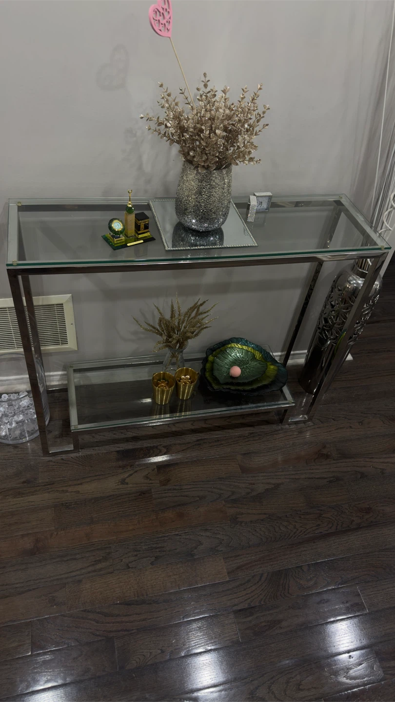 Glass Console Table with Chrome Frame - photo 3
