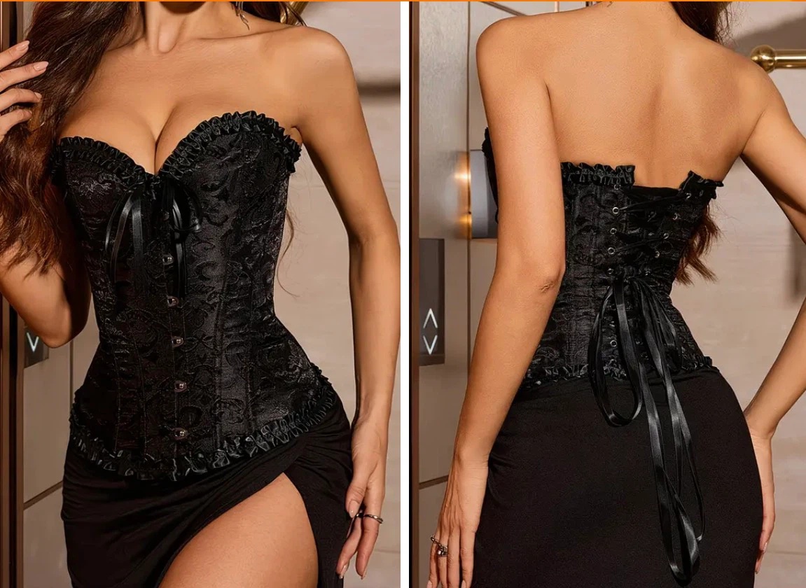 Brand New Black Corset with Lace Detail. Size XL