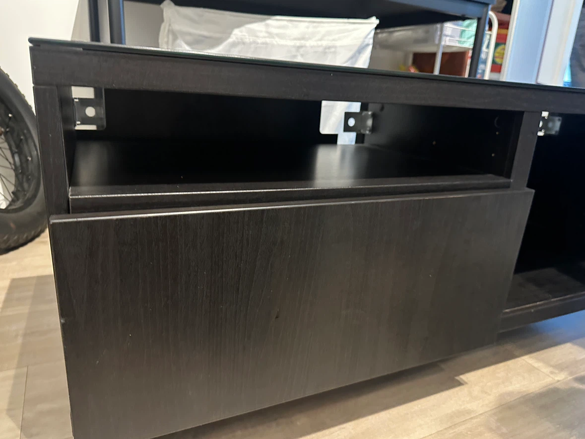Black TV Stand with Glass Top - photo 4