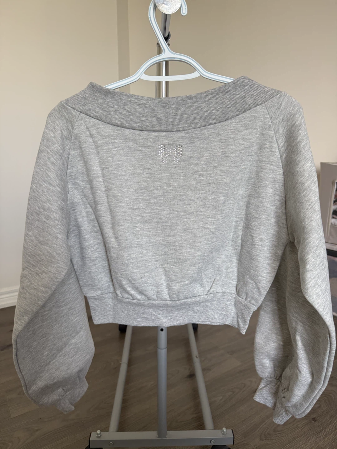 Letter-print, oversized neckline, long-sleeved sweatshirt - photo 3