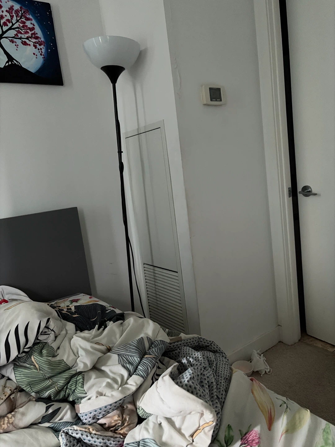 Black Floor Lamp with White Shade