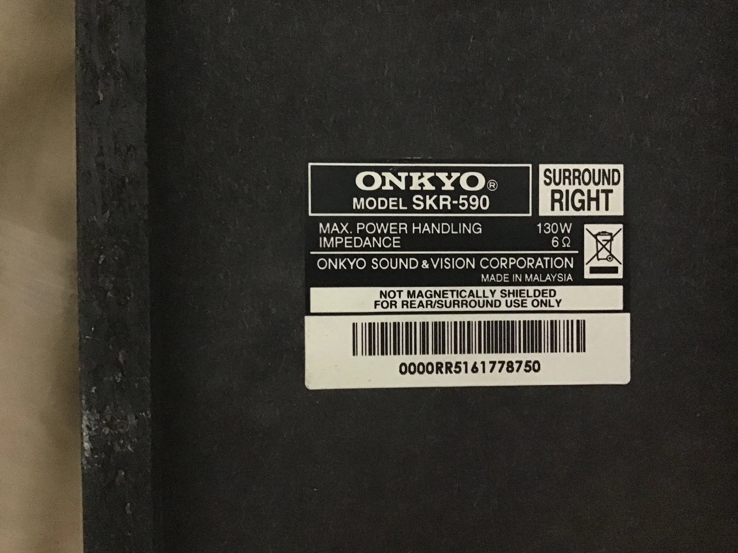 Onkyo SKR-780 SKR-590 Surround Speakers - photo 3