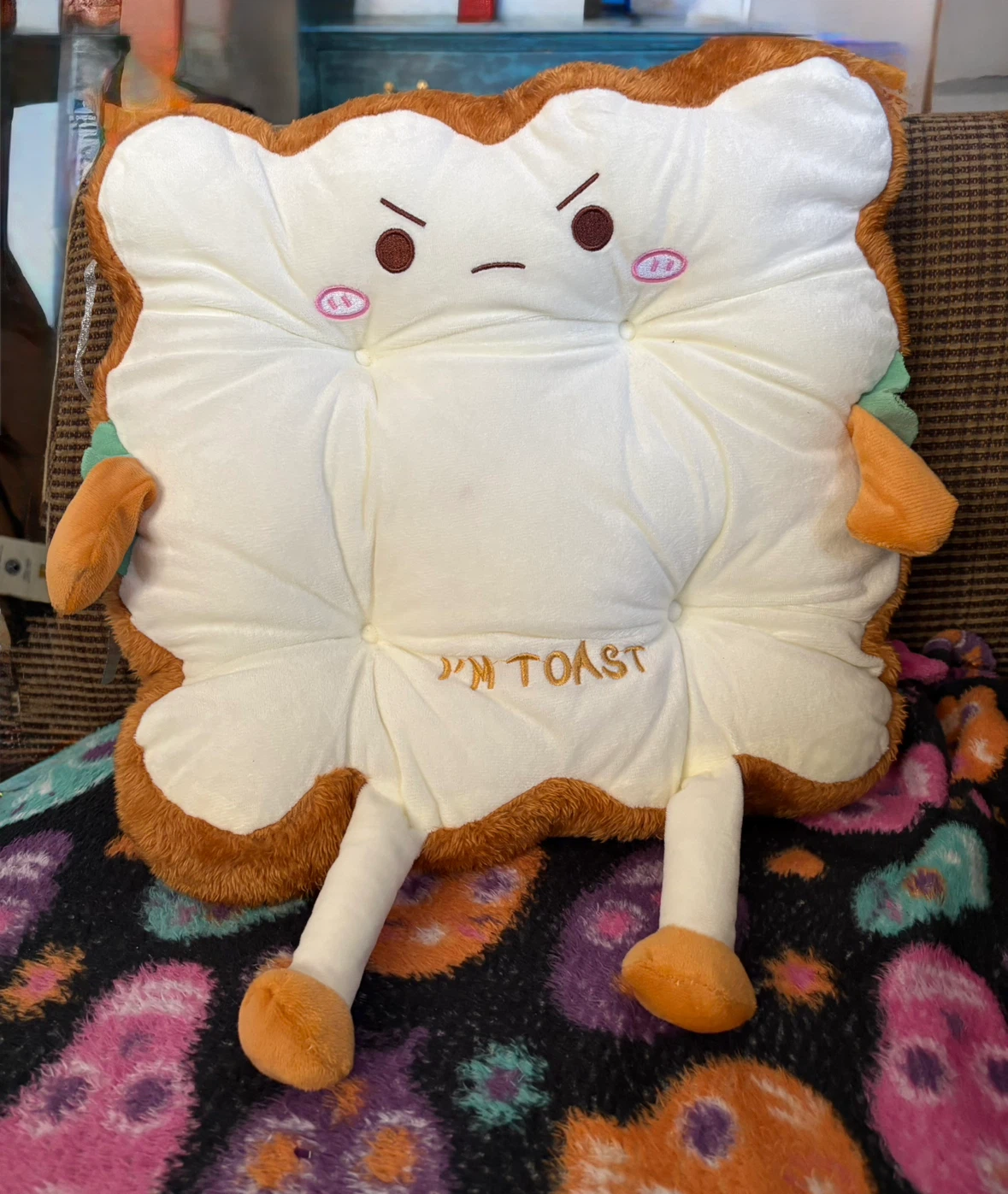 Plush Toast Pillow Chair Cushion