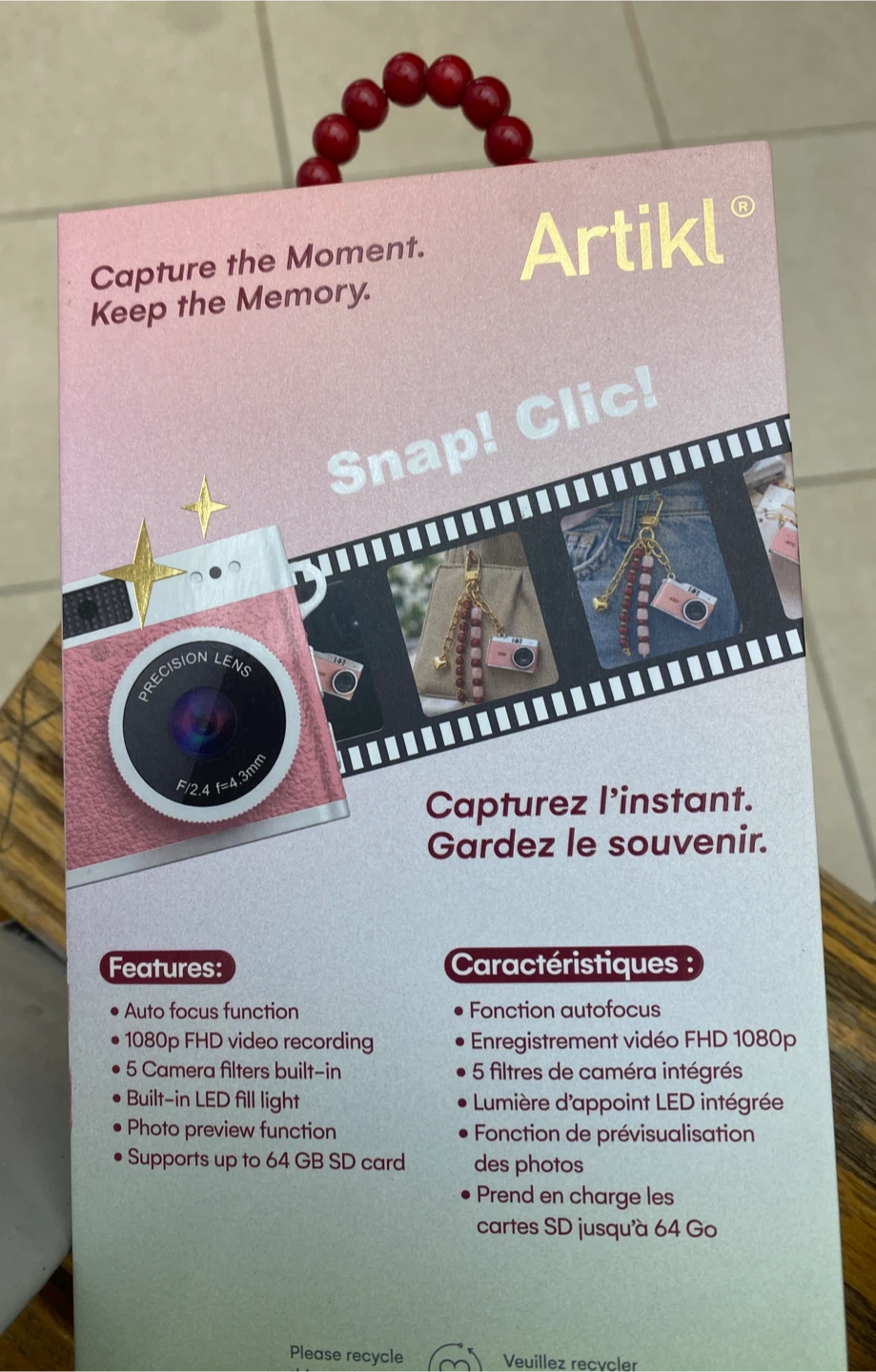 Artikl Pink Mini Digital Camera with Universal Bag Charm - photo 3