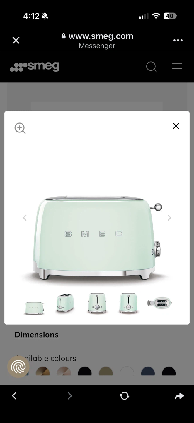 Smeg Pastel Green 2-Slice Toaster
