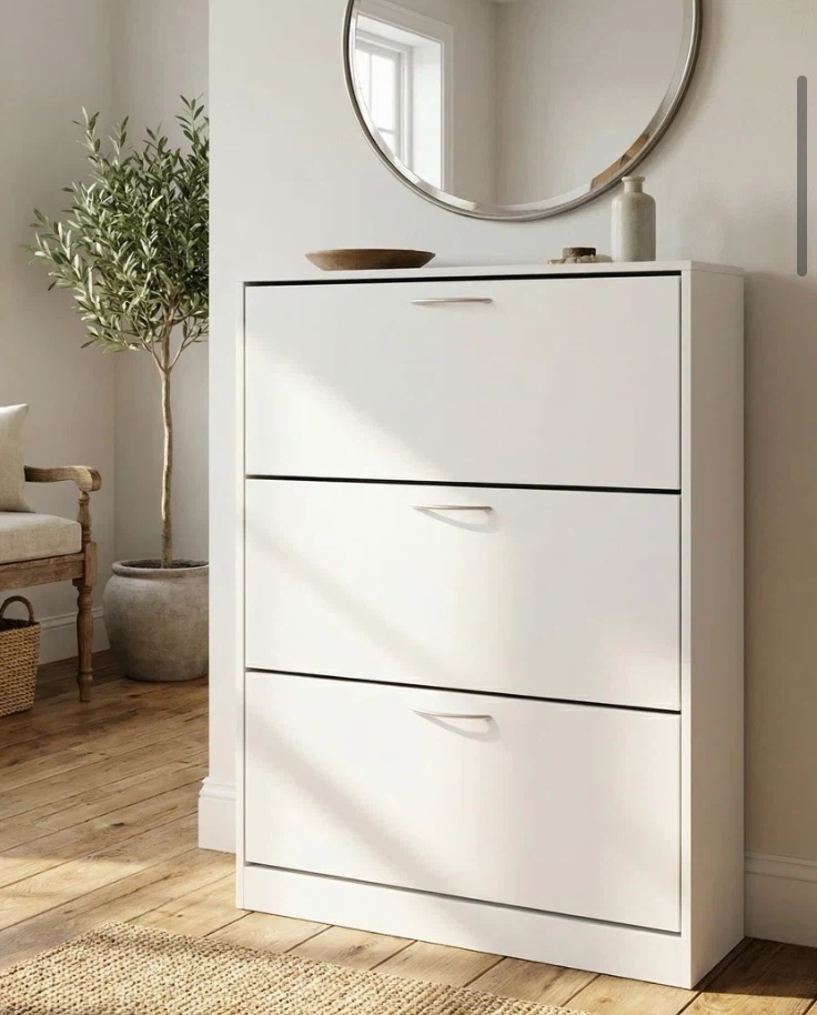 White 3-Tier Shoe Cabinet - photo 2