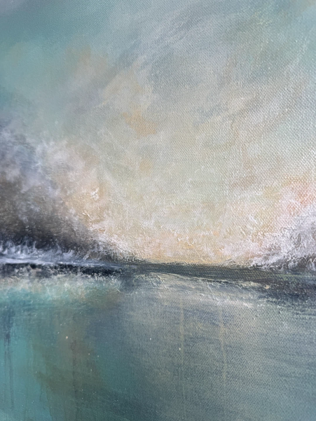 1 day sale! Original Abstract Canvas Painting Art blues greens - photo 5