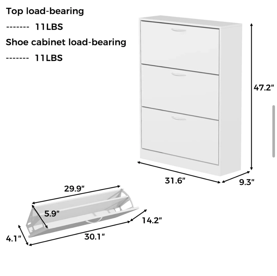 White 3-Tier Shoe Cabinet - photo 3