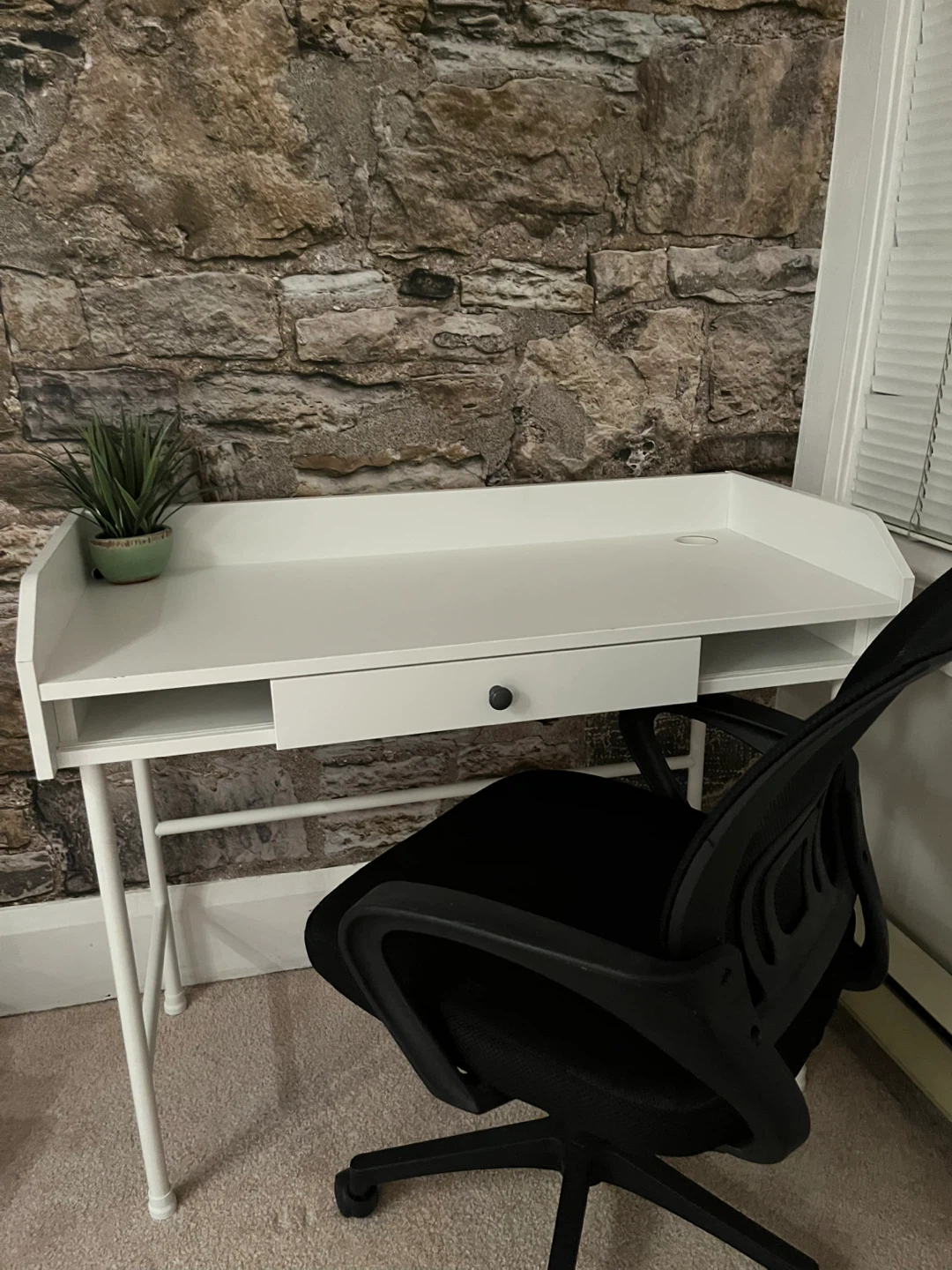 White Compact Desk with Drawer