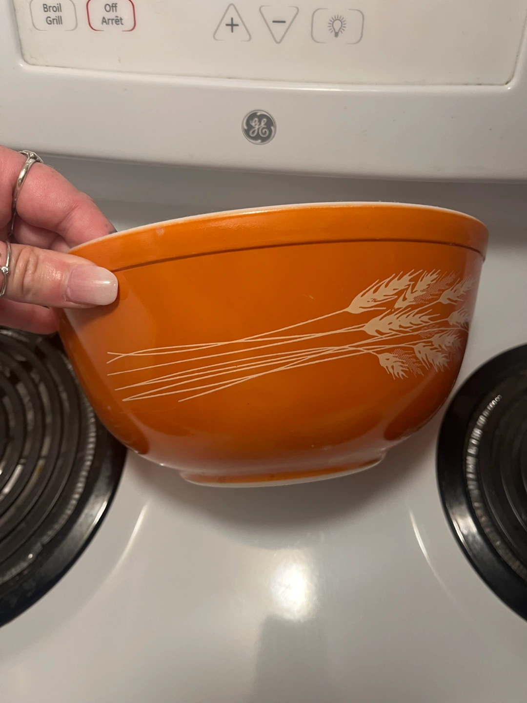 Orange Pyrex bowl