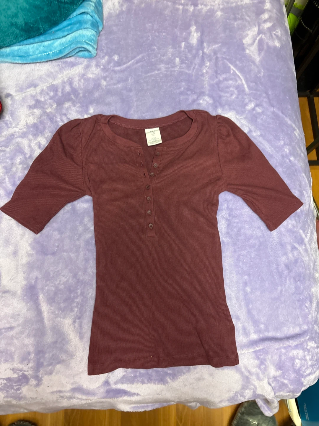 Gap Kids Burgundy Ribbed Henley Shirt XL (12)