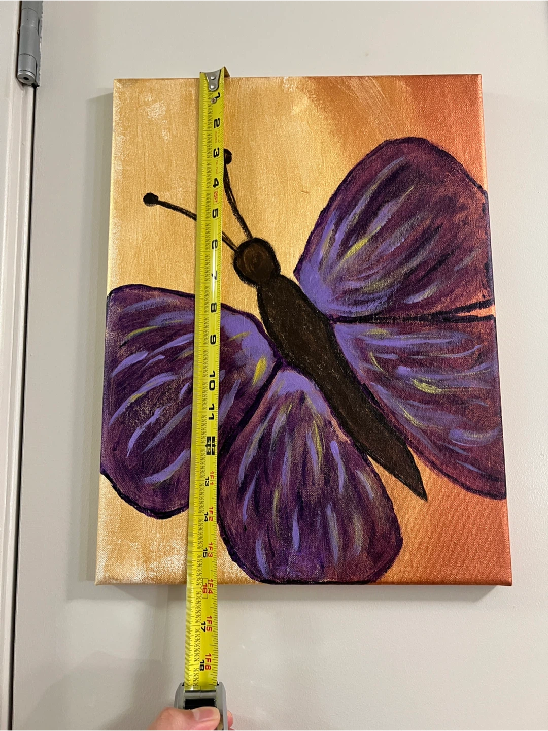 Purple Butterfly Painting on Canvas