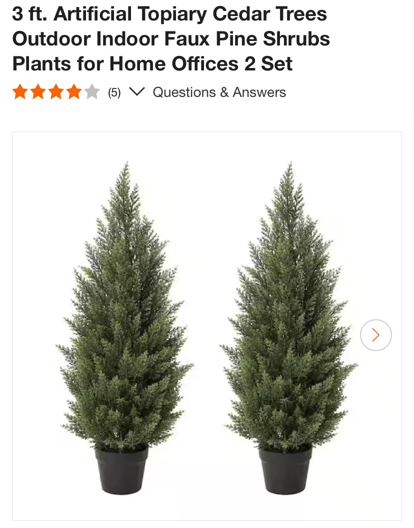 New VeriNatural 2-Pack Artificial Cedar Topiary Trees 3ft