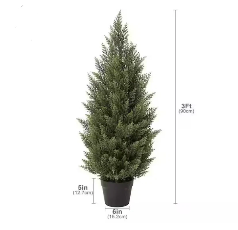 New VeriNatural 2-Pack Artificial Cedar Topiary Trees 3ft - photo 3