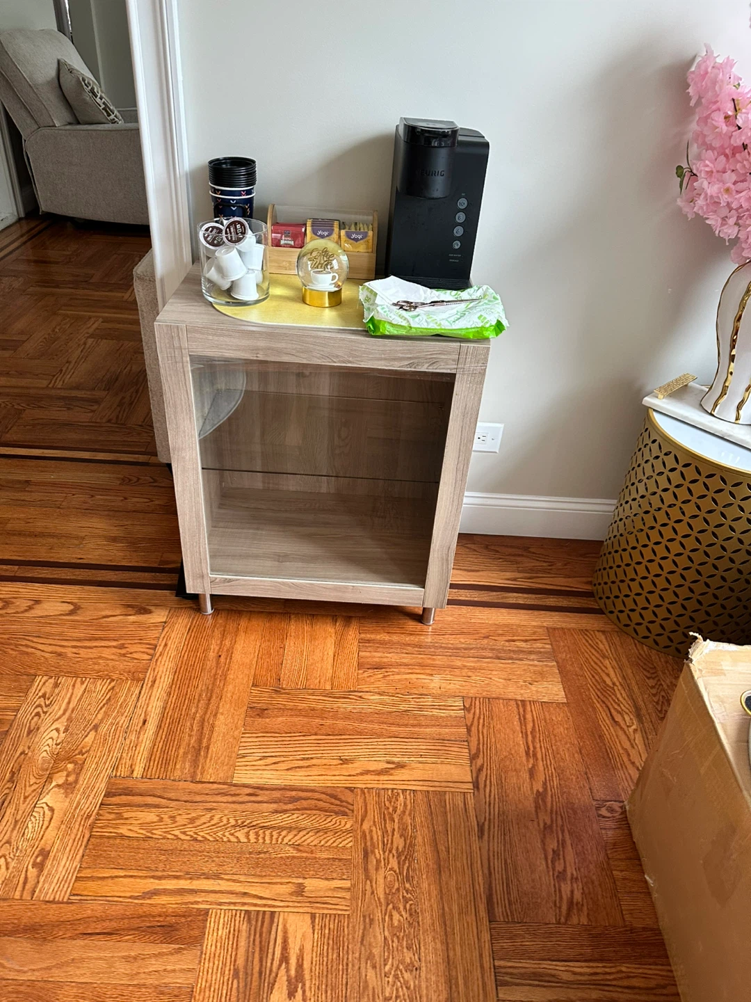 Wood Grain Display Cabinet with Glass Door - photo 2
