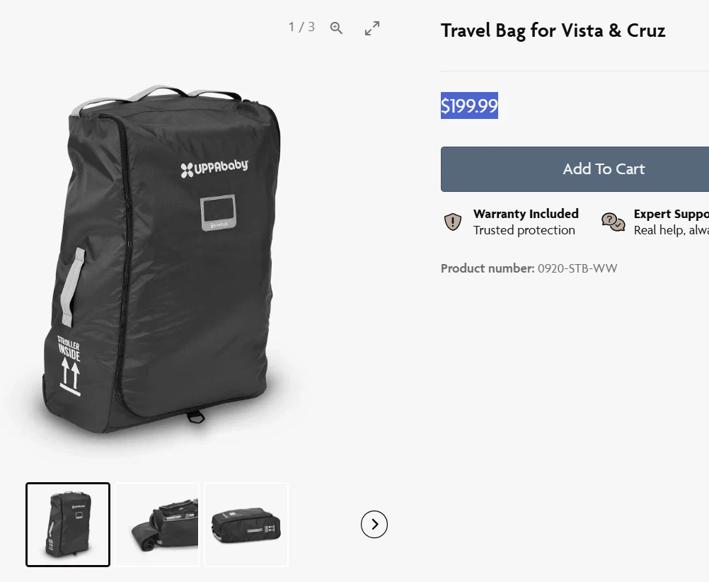 UPPAbaby Travel Bag for Vista & Cruz Strollers
