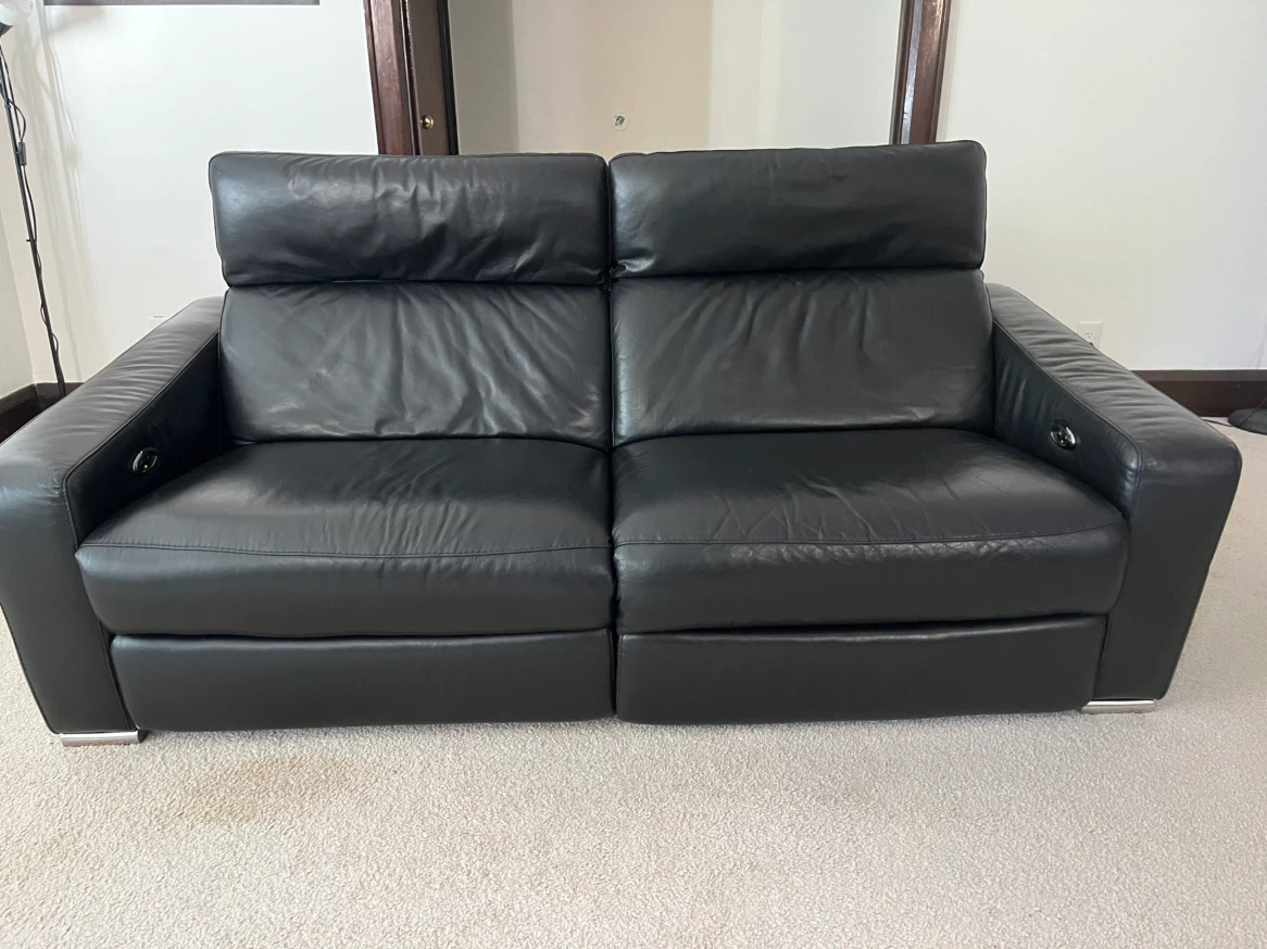 Black Leather Double Reclining Sofa