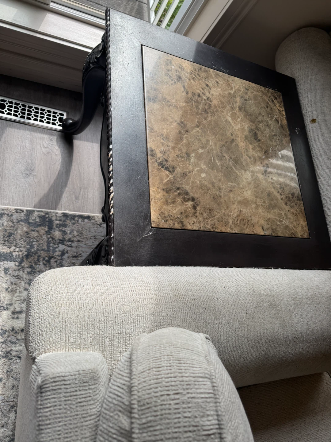 Square Coffee Table with Marble Inlay + 2 end tables - photo 2